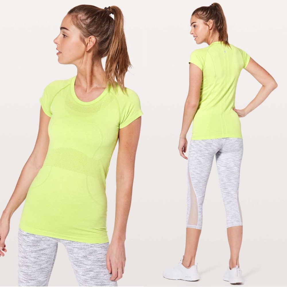 Lululemon Swiftly Tech Short Sleeve‎ Crew Lucid Lime / White W3F15S Size 6